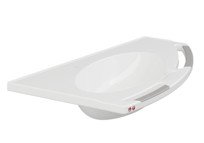 Pressalit MATRIX Angle Deep Wash Basin Without Overflow 1000x571mm, With Integrated Handrails, Right-Facing, For Powered Basin Units White (R2151112000)