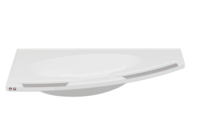 Pressalit MATRIX Angle Deep Wash Basin Without Overflow 1000x571mm, With Integrated Handrails, Right-Facing, For Powered Basin Units White (R2151112000)