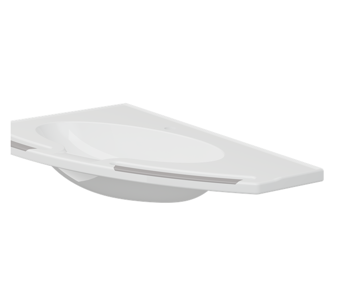 Pressalit MATRIX Angle Deep Wash Basin Without Overflow 1000x571mm, With Integrated Handrails, Right-Facing, For Powered Basin Units White (R2151112000)