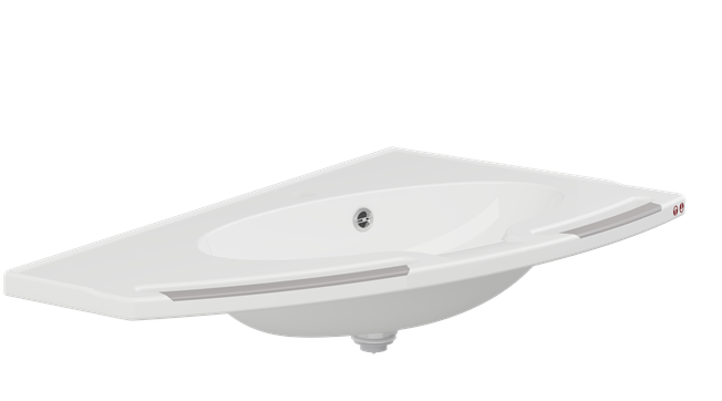 Pressalit MATRIX Angle Deep Wash Basin With Overflow 1000x571mm, With Integrated Handrails,  Left-Facing, For Powered Basin Units White (R2152112000)