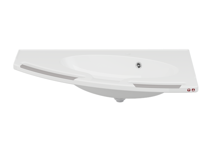 Pressalit MATRIX Angle Deep Wash Basin With Overflow 1000x571mm, With Integrated Handrails,  Left-Facing, For Powered Basin Units White (R2152112000)