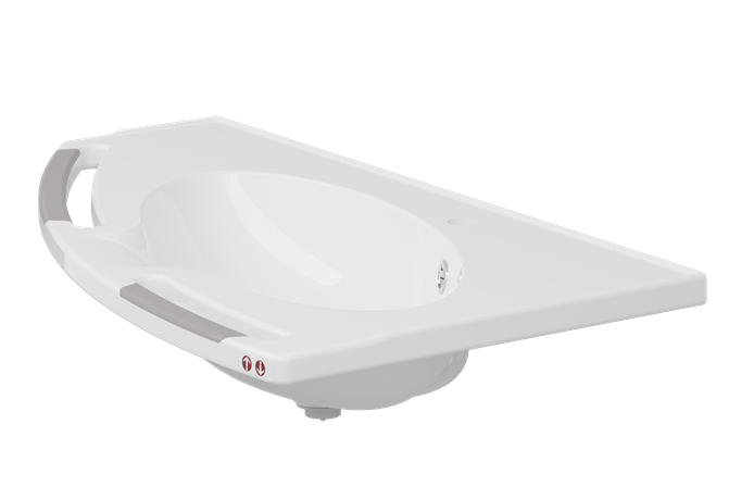 Pressalit MATRIX Angle Deep Wash Basin With Overflow 1000x571mm, With Integrated Handrails,  Left-Facing, For Powered Basin Units White (R2152112000)