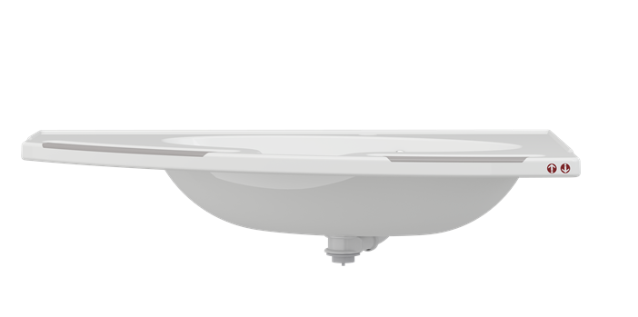 Pressalit MATRIX Angle Deep Wash Basin With Overflow 1000x571mm, With Integrated Handrails,  Left-Facing, For Powered Basin Units White (R2152112000)