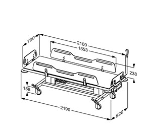 Pressalit MSCT 1 Shower Change Trolley 2190mm, Electrically Height Adjustable White (R9454721000)