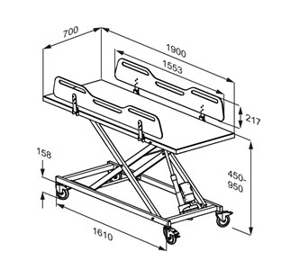 Pressalit MCT 3 Change Trolley 1900mm, Electrically Height Adjustable White (R9652719000)