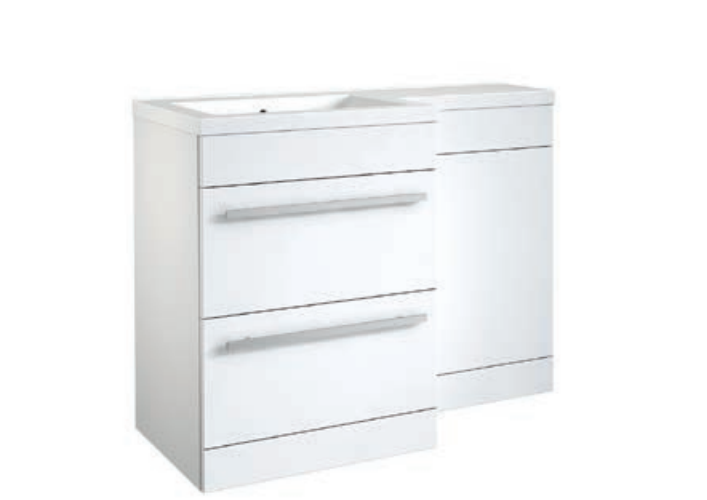 Kartell K-VIT Matrix 2 Drawer L-Shaped Furniture Pack 1100mm Left Hand - White Gloss (FUR008PU-FUR402MA-FUR431NEW-ACC001N)