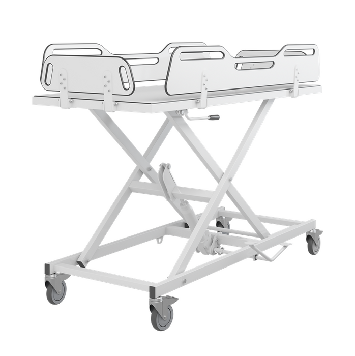 Pressalit MSCT 4 Shower Change Trolley 1700mm, Manually Height Adjustable White (R9504717000)