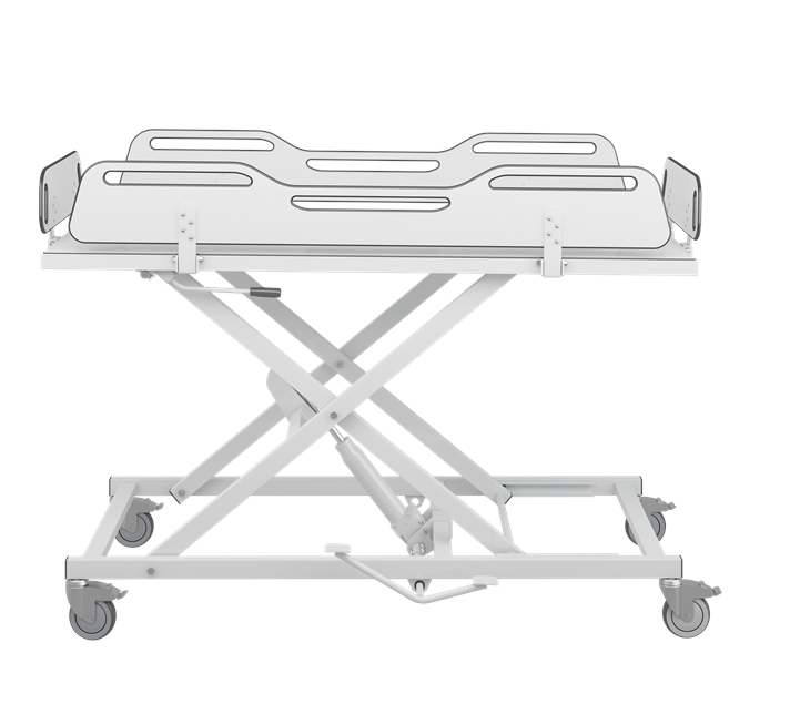 Pressalit MSCT 4 Shower Change Trolley 1700mm, Manually Height Adjustable White (R9504717000)
