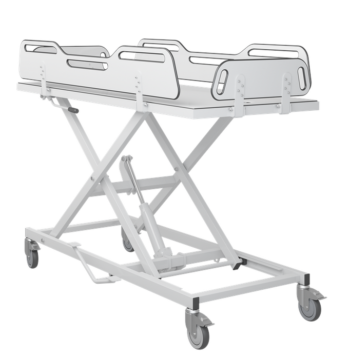 Pressalit MSCT 4 Shower Change Trolley 1700mm, Manually Height Adjustable White (R9504717000)