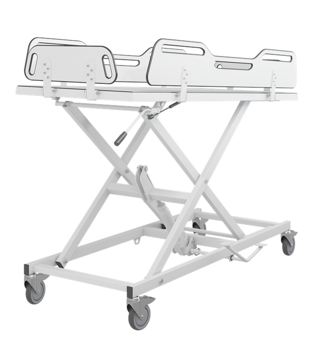 Pressalit MSCT 4 Shower Change Trolley 1700mm, Manually Height Adjustable White (R9504717000)