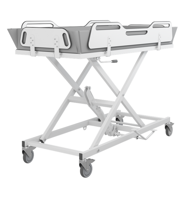 Pressalit MSCT 4 Shower Change Trolley 1700mm, Manually Height Adjustable White (R9504717000)