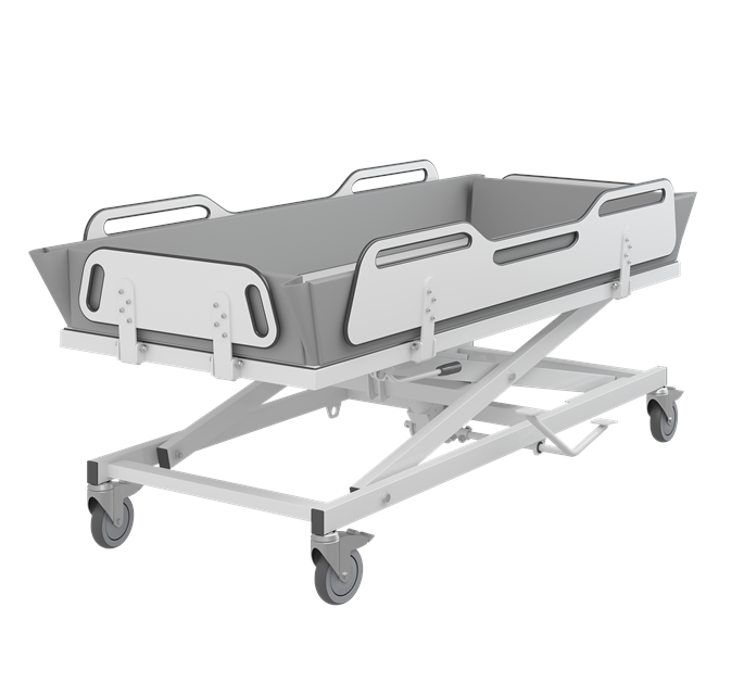 Pressalit MSCT 4 Shower Change Trolley 1700mm, Manually Height Adjustable White (R9504717000)