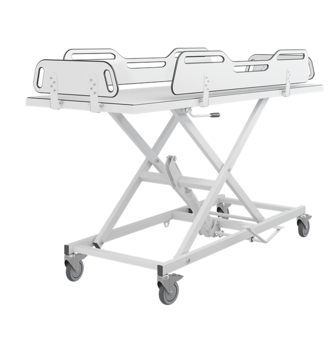 Pressalit MSCT 4 Shower Change Trolley 2100mm, Manually Height Adjustable White (R9504721000)