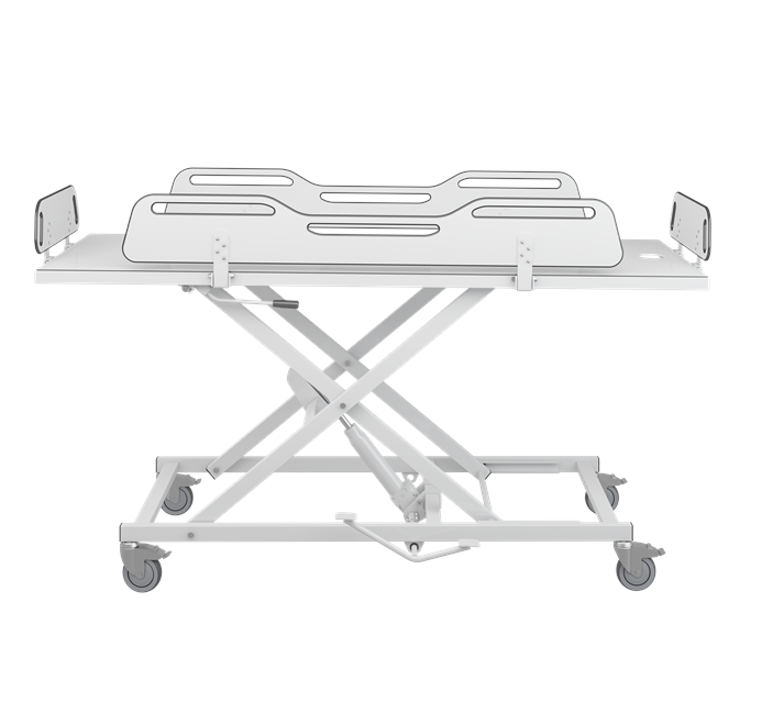 Pressalit MSCT 4 Shower Change Trolley 2100mm, Manually Height Adjustable White (R9504721000)