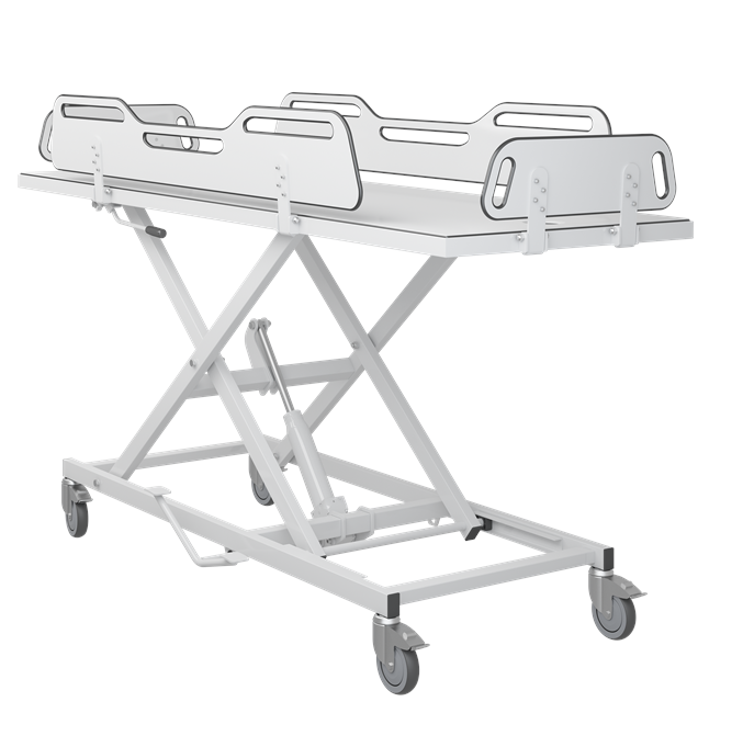 Pressalit MSCT 4 Shower Change Trolley 2100mm, Manually Height Adjustable White (R9504721000)