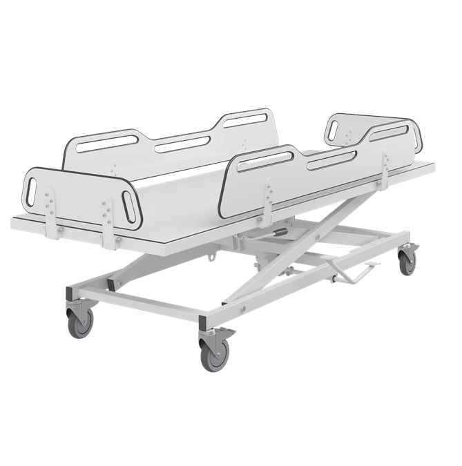 Pressalit MSCT 4 Shower Change Trolley 2100mm, Manually Height Adjustable White (R9504721000)