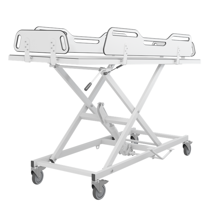 Pressalit MSCT 4 Shower Change Trolley 2100mm, Manually Height Adjustable White (R9504721000)