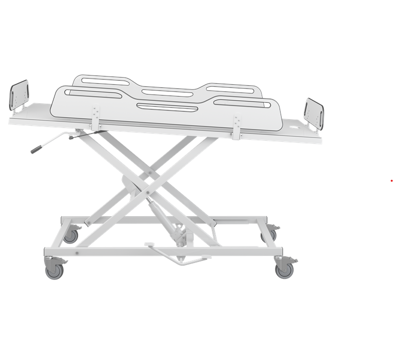 Pressalit MSCT 4 Shower Change Trolley 2100mm, Manually Height Adjustable White (R9504721000)