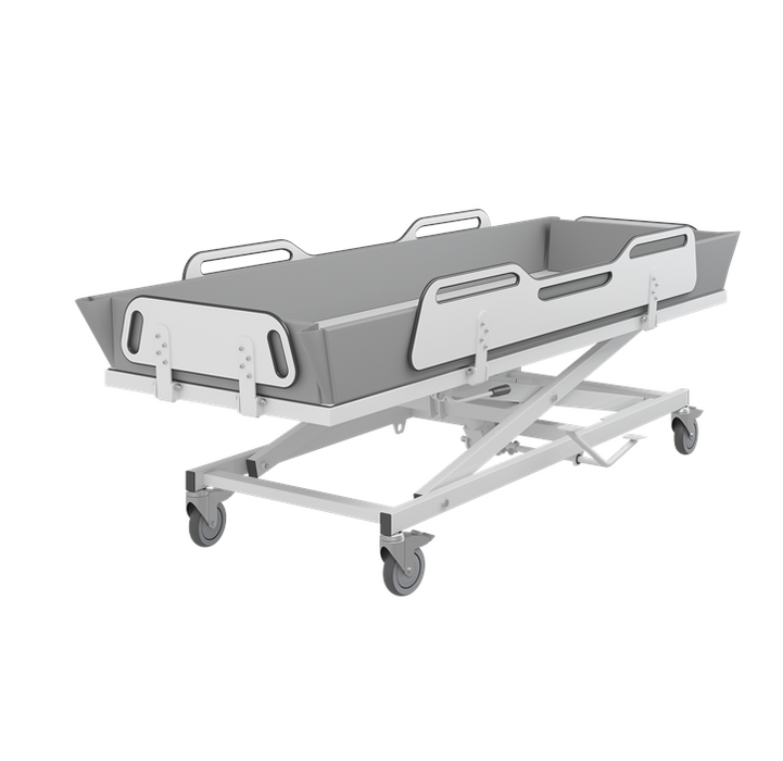 Pressalit MSCT 4 Shower Change Trolley 2100mm, Manually Height Adjustable White (R9504721000)