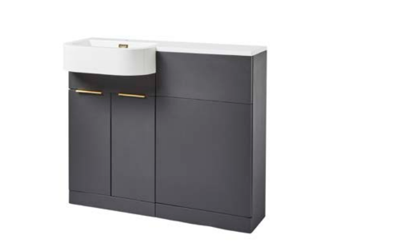 Kartell K-VIT Fusion P-Shaped 1010mm 2 Door Furniture Pack Matt Dark Grey, Left Hand (FU500DO-DG-FUS1010LH-FU500WC-DG-ACC001N)