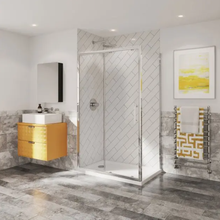 Impey Coram 6mm Plain Glass Optima 6 Chrome 1400mm Wide Sliding Shower Door Chrome (O6SL14CUC)