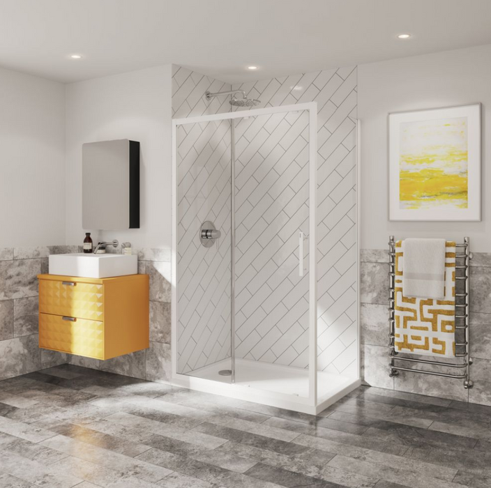 Impey Coram Optima 6 Side Panel 760mm Clear Glass White (O6SP76CUW)