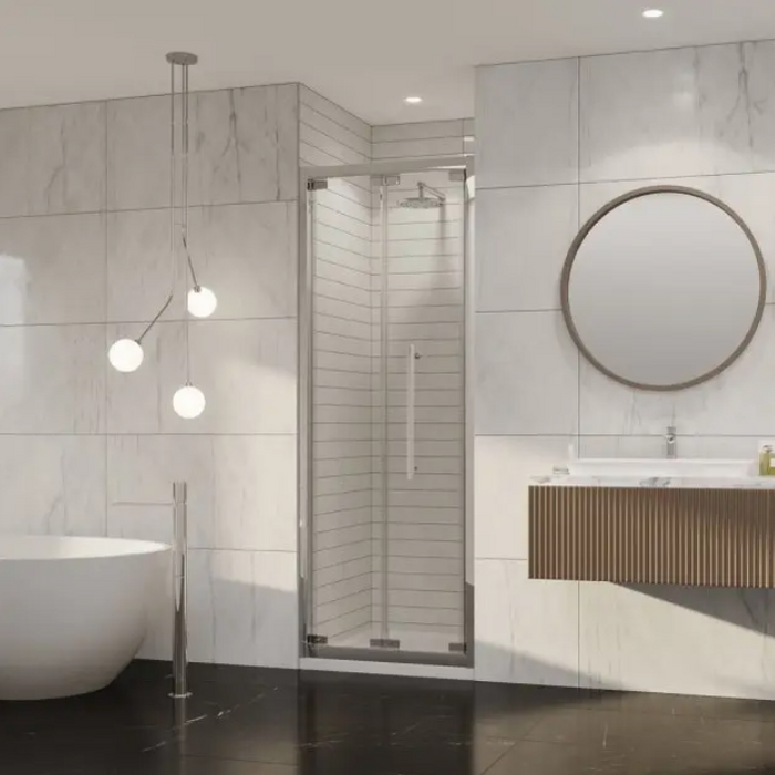 Impey Coram Premier 8 8mm Plain Glass 760mm Wide Bi-Fold Shower Door Chrome (P8BF76CUC)