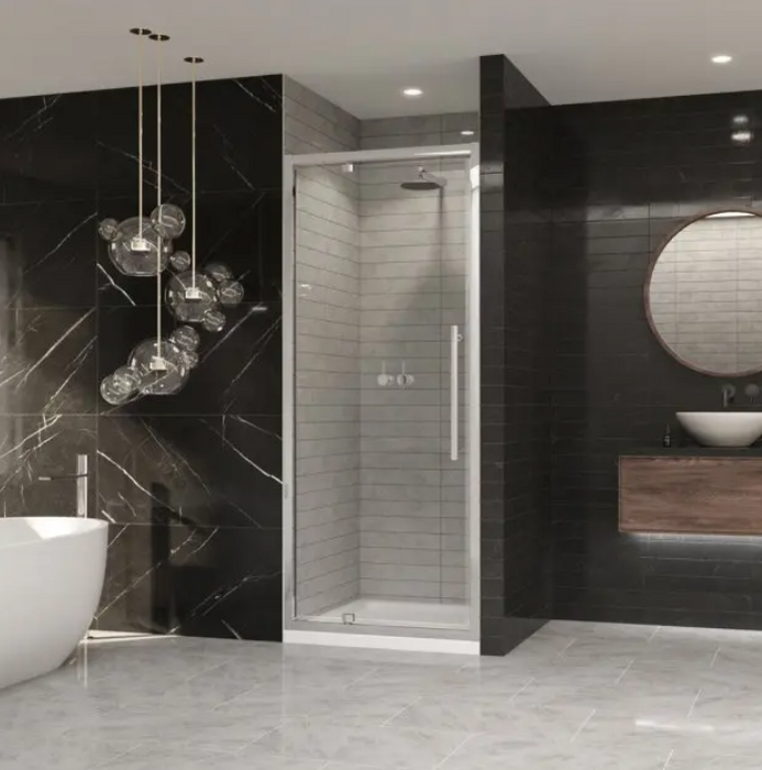 Impey Coram Premier 8 8mm Plain Glass 900mm Wide Pivot Shower Door Chrome (P8PI90CUC)