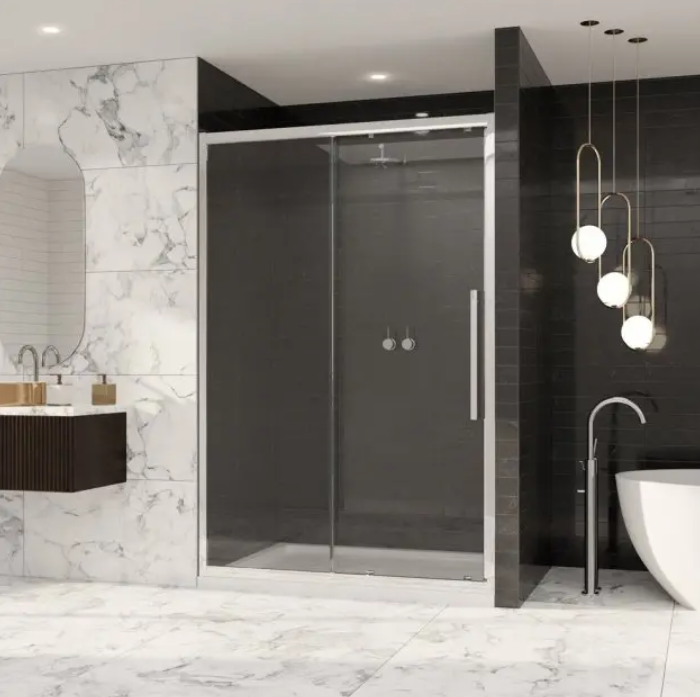 Impey Coram Premier 8 8mm Plain Glass 1100mm Wide Sliding Shower Door Chrome (P8SL11CUC)