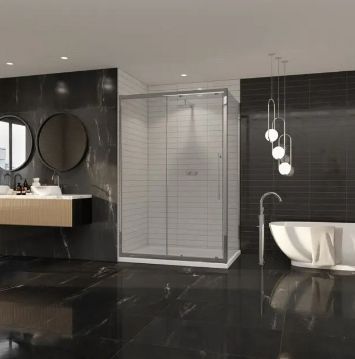 Impey Coram Premier 8 8mm Plain Glass 1100mm Wide Sliding Shower Door Chrome (P8SL11CUC)