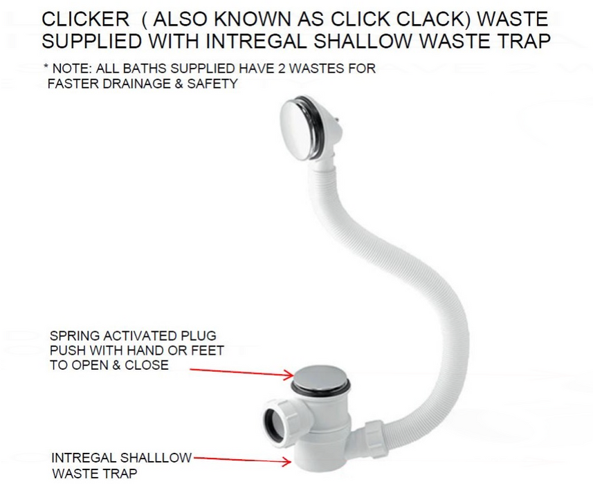 AKW Brereton P Shaped Walk In Bath 1675x750x850mm Right Hand Door (11-BRERH)
