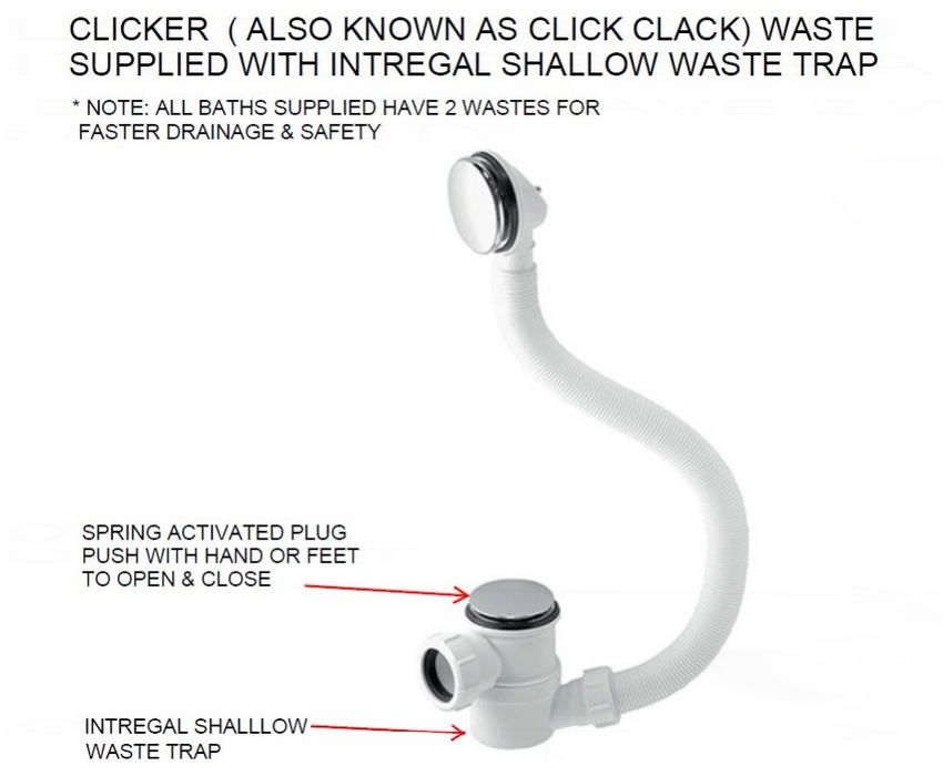 AKW Nunsmere Deep Soaker Walk In Bath 1270x660mm Left Hand (11-NUNLH)