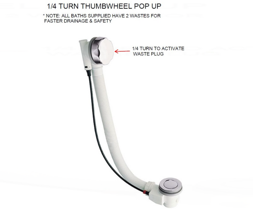 AKW Nunsmere Deep Soaker Walk In Bath 1270x660mm Left Hand (11-NUNLH)