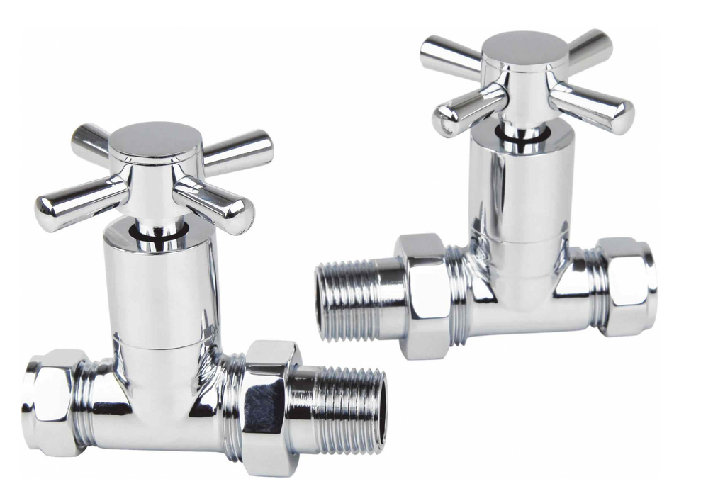 Kartell K-VIT Cross Head Rad Valve Straight and Angled Pair) Chrome (CROSS-STR)(CROSS-ANG)