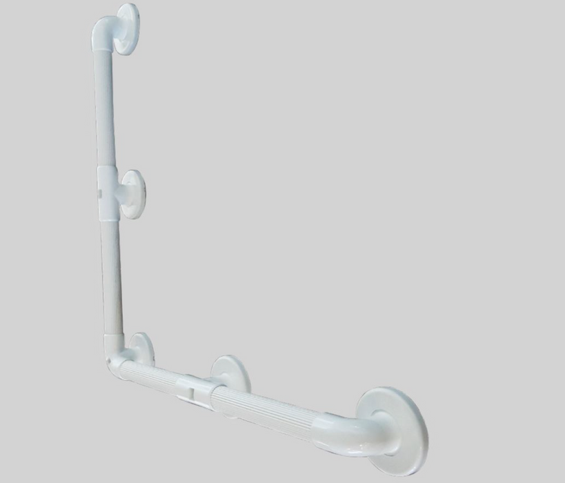 AKW 1900 Series Heavy Duty Plastic Fluted Grab Rail 32mm dia 610mm long x 90° Angle White (01925WH)