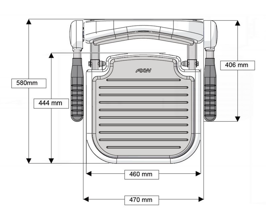 AKW 3000 Series Seat with Grey Padded Back and Arms (03131P)