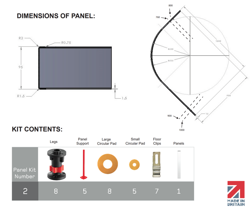 Kartell K-VIT JT Unity Off Set Quadrant Panel Kit 2 (UNP1290Q100)