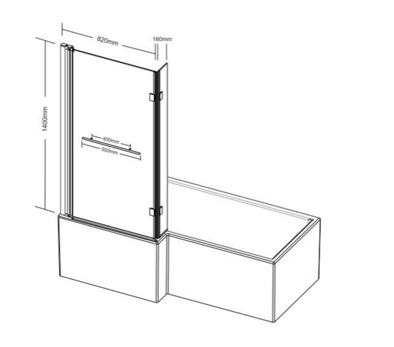 Kartell K-VIT Ottone L Shaped Shower Bath Screen- Brass (BRASS-LS)