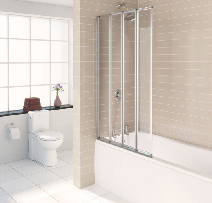 Kartell Aqualux 4 Fold Bath Screen Polished Silver or Black (AQ4FSLV)(AQ4FBLK)