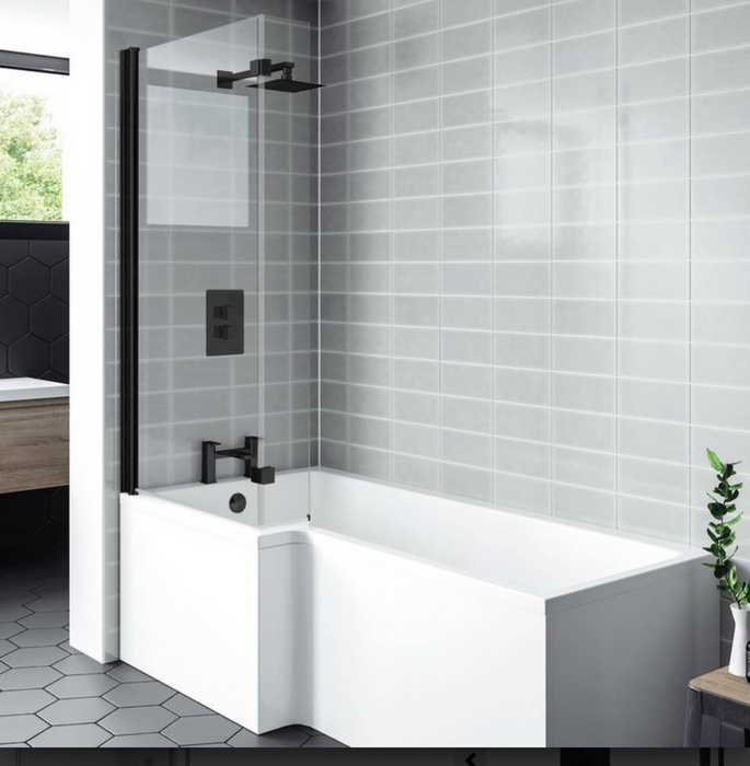 Kartell K-VIT Nero L Shaped Shower Bath Screen (NER-LS)
