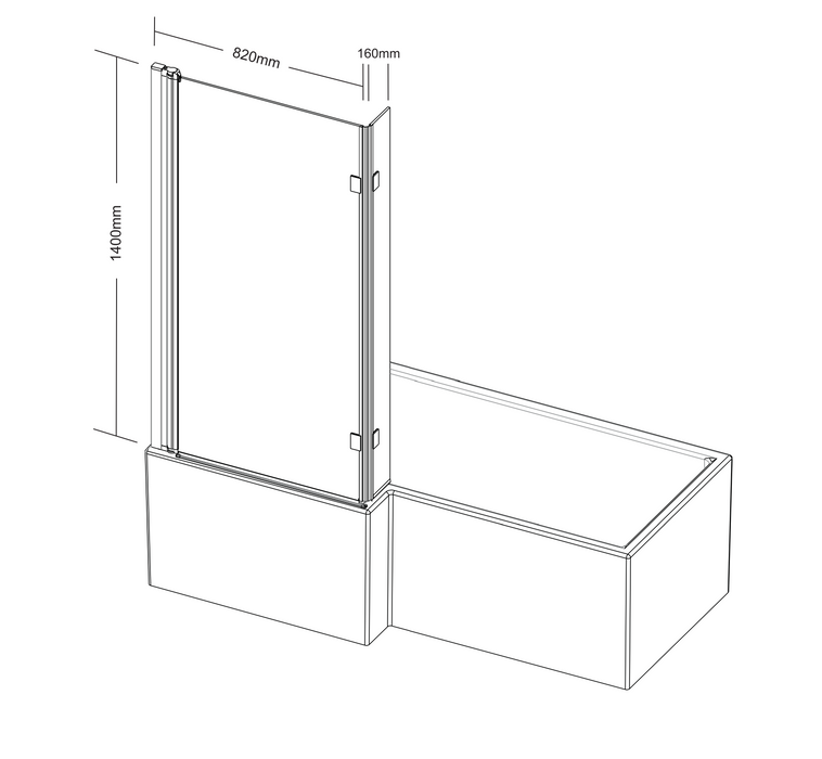 Kartell K-VIT Nero L Shaped Shower Bath Screen (NER-LS)