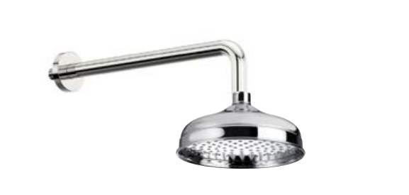 Kartell K-VIT Traditional Fixed Overhead Drencher with Round Wall Mounted Arm – Chrome (SHO113RO)(SHO102T)