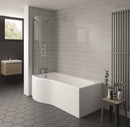 Kartell K-VIT Oblique P-Shaped Shower Bath 1700 x 850mm