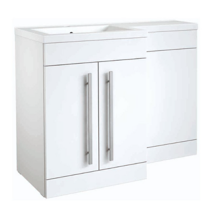 Kartell K-VIT Matrix 2 Door L-Shaped Furniture Pack 1100mm Left Hand - White Gloss (FUR001PU-FUR402MA-FUR430NEW-ACC001N)