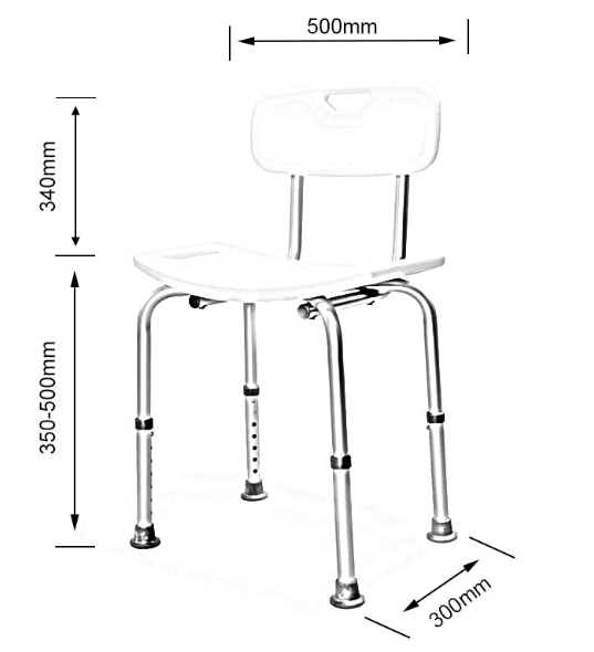 AKW 02310 Aluminium Freestanding Shower Stool with Back