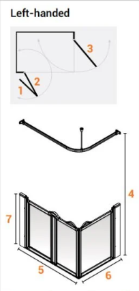 AKW Option A Shower Screens 1200x760mm Left Hand - 750mm High (91188L)