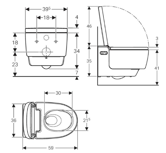 Geberit AquaClean Mera Comfort Rimless Wall Hung Wash & Dry Toilet - Gloss Chrome (146210211)