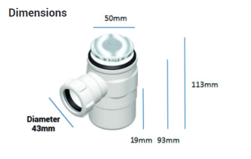 AKW Stainless Steel SS-TFWA Waste Adaptor with GW19 Waste For Tiled Floor (LB00103)