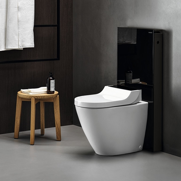 Geberit AquaClean Tuma Comfort Floorstanding Wash Dry Toilet - Black Glass - 146310SJ1