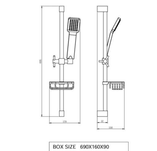 Kartell K-VIT Pure Option 3 Thermostatic Concealed Shower With Slide Rail Kit and Overhead Drencher (SHO027PR-SHO070CU SHO091OE-SHO073CU)